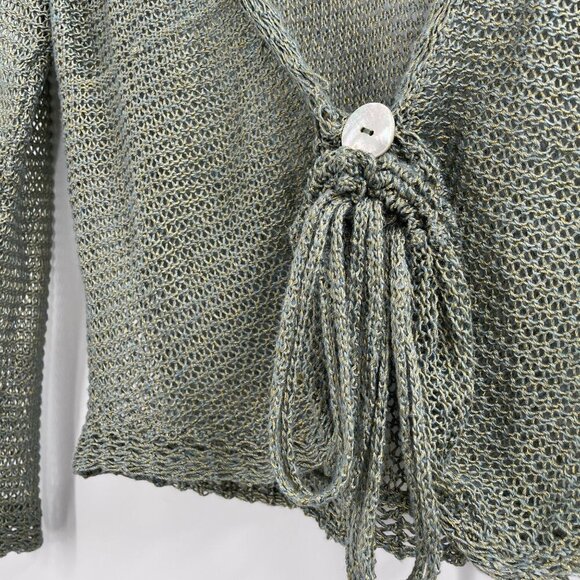 Anthropologie Moth Green Metallic Open Knit Cardigan Y2K Fairycore Womens Small - Picture 7 of 9